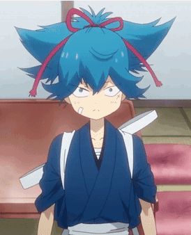 Boy With Blue Hair and Bow