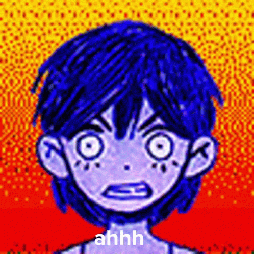 Boy with Blue Hair Saying Ahhh