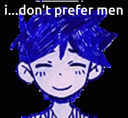 Boy with Blue Hair Saying I Don't Prefer Men
