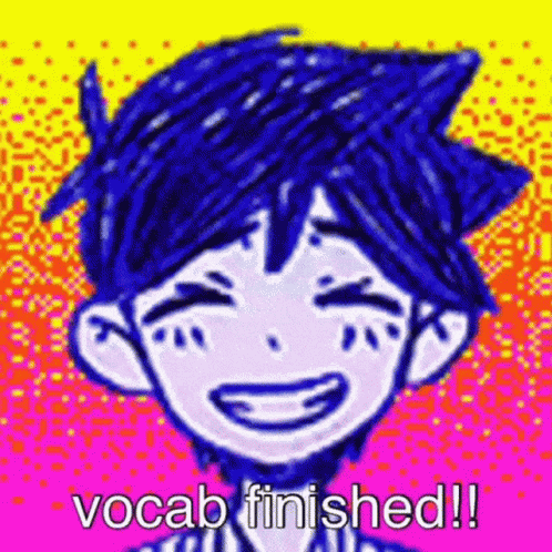 Boy with Blue Hair Saying Vocab Finished