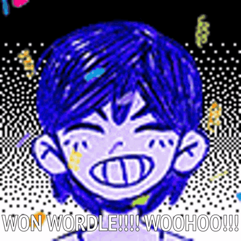 Boy with Blue Hair Winning Wordle Woohoo