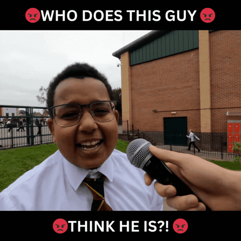 Boy with Glasses Holding Microphone