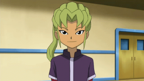 Boy with Green Hair and Purple Shirt