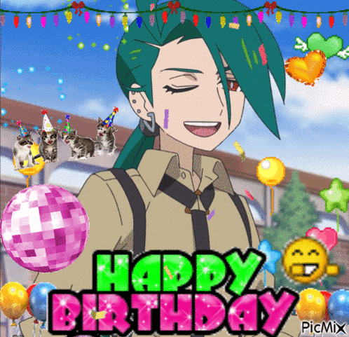 Boy With Green Hair Saying Happy Birthday