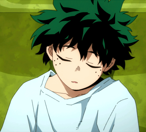 Boy with Green Hair Sleeping on Couch
