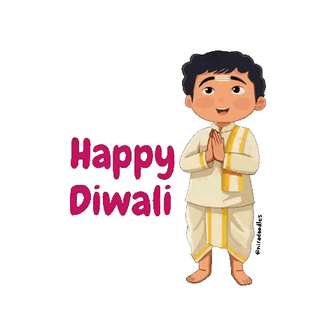 Boy with Happy Diwali Words
