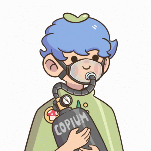 Boy With Oxygen Mask Holding Copium Cylinder