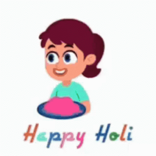 Boy with Pink Face Paint Saying Happy Holi