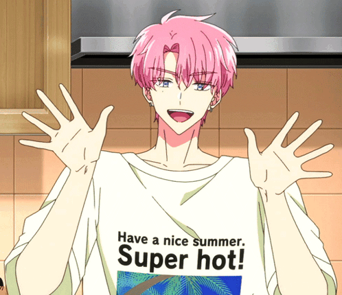 Boy With Pink Hair Saying Have a Nice Summer Super Hot