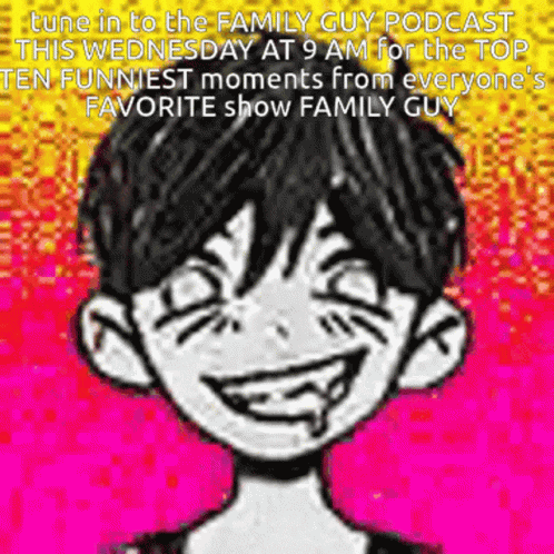 Boy with Smiley Face and Tune in to Family Guy Podcast