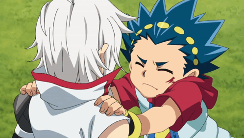 Boy With White and Blue Hair Standing Next to Another Boy