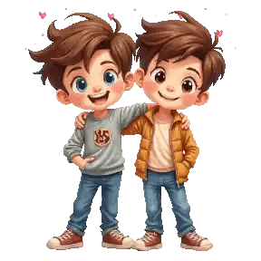 Boys Hugging One Wearing Us Shirt