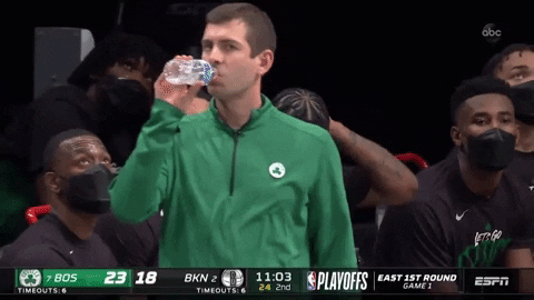 Brad Stevens Drinking Water From Bottle GIF