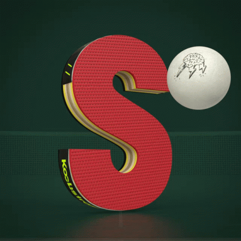 Brain Drawing on Ping Pong Ball Hit by Red T