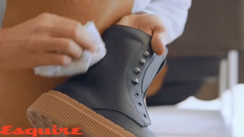 Branded Black Leather Boots GIF