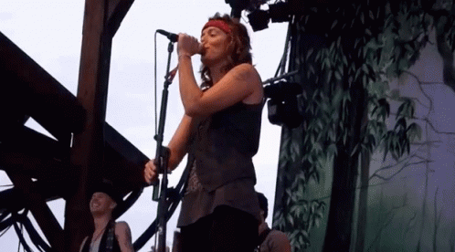 Brandi Carlile Pointing While Singing GIF