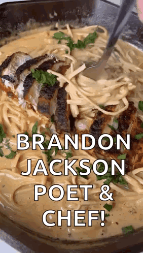 Brandon Jackson Poet And Chef Is Cooking A Dish Of Pasta GIF