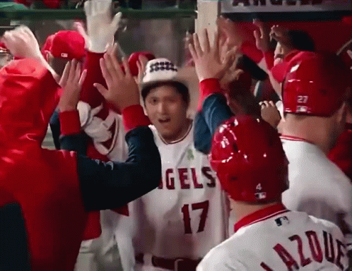 Brandon Marsh And Shohei Ohtani High Five GIF