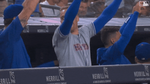 Brandon Nimmo Hands Up Cheering GIF