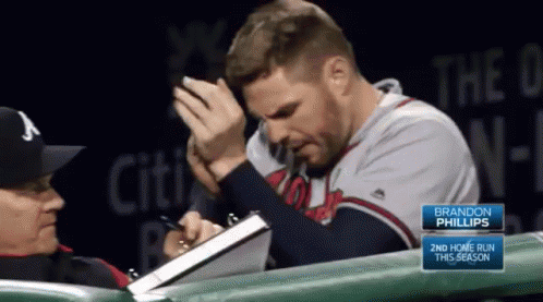 Brandon Phillips Signing Autographs During Second Home Run GIF