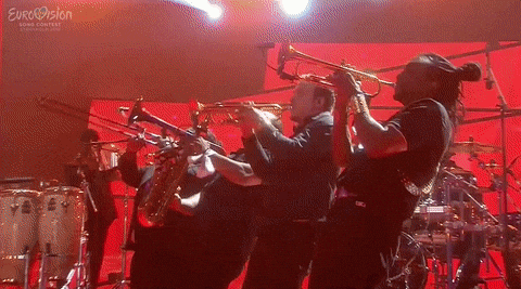 Brass Band Playing Bugle In Concert GIF