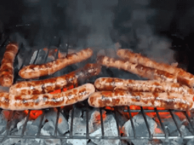 Bratwurst Sausage Bbq Smoking Hot GIF