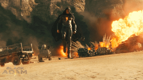 Brave Black Adam Running Away From Fire GIF