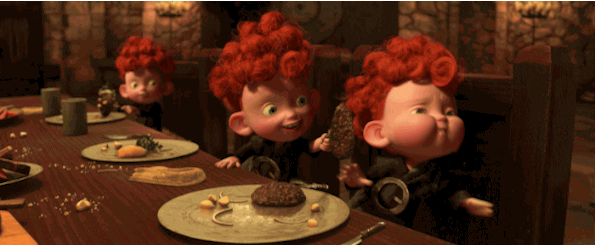 Brave Triplets Eating GIF