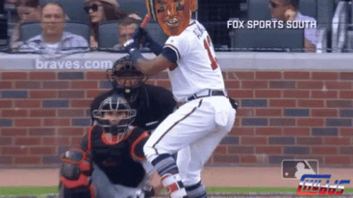 Braves Baseball Player in Mask with Face