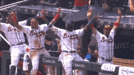 Braves Baseball Players Celebrate Win
