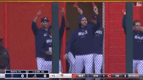 Braves Baseball Players in Dugout