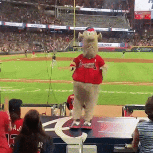 Braves Mascot Standing on Box