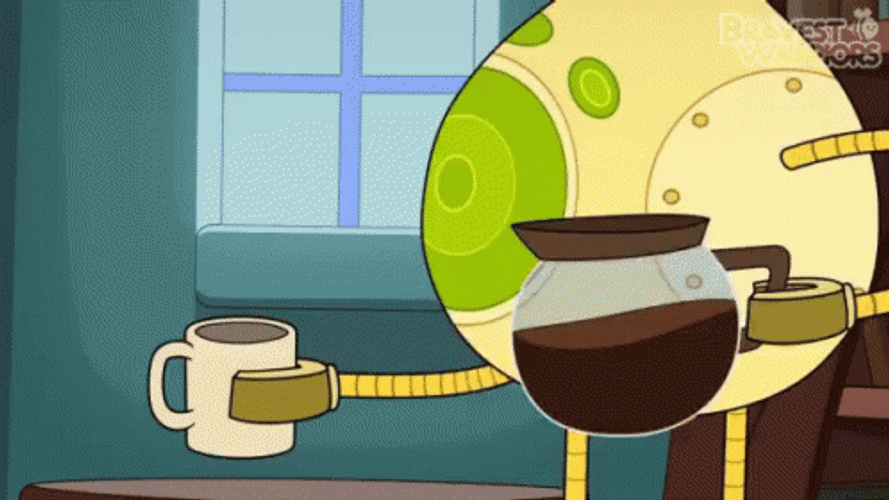 Bravest Warriors Pouring Hot Animated Coffee GIF