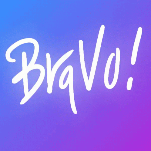 Bravo in White on Purple Background