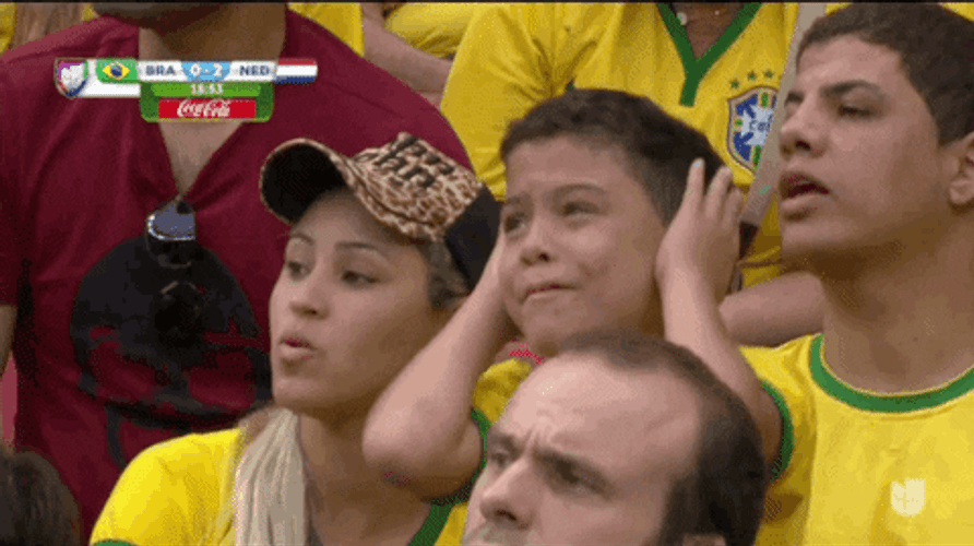 Brazil Fan Kid Holding His Ears GIF