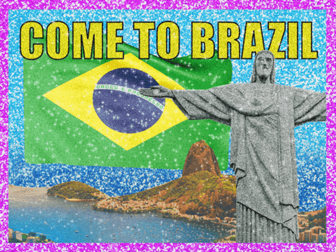 Brazil Flag And Famous Destinations GIF