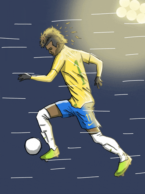Brazil Man Kicking Ball Cartoon GIF 