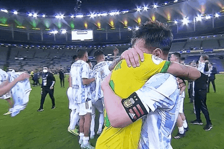 Brazil Team Player Hugging Rival GIF