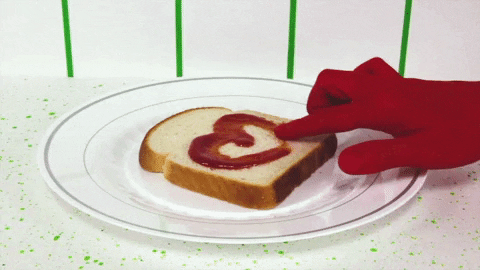Bread Heart Ketchup Love Me GIF