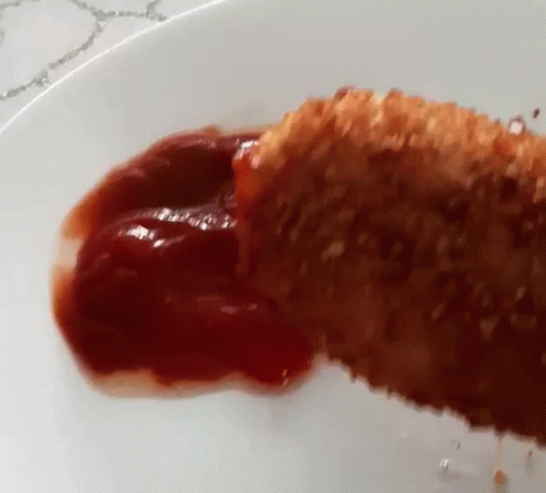 Bread Roll On Ketchup GIF