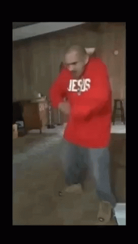Break Dancing Jesus Red Hoodie GIF
