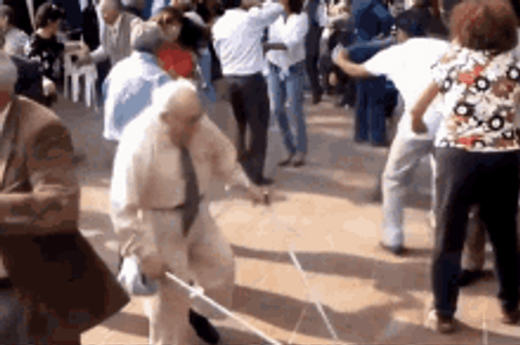 Break Funny Old Man Dancing Crutches GIF