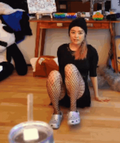 Girl In Stocking Breakdancing GIF