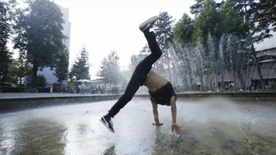 Breakdancing On Fountains GIF