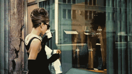 Breakfast At Tiffany's Audrey Hepburn Drinking Coffee GIF