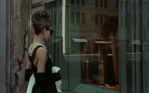 Breakfast At Tiffany's Audrey Hepburn Stand Stare GIF