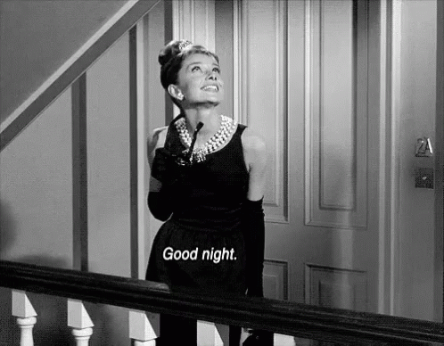 Breakfast At Tiffany's Goodnight Audrey Hepburn GIF