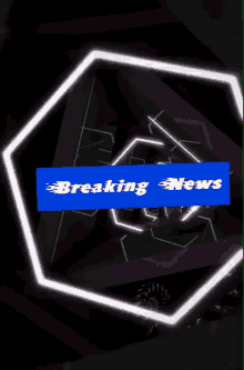 Breaking News With Neon Hexagon Shapes GIF