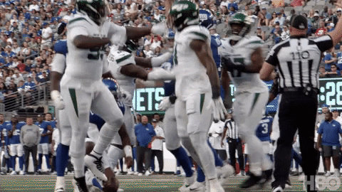 Breece Hall Celebratory Team Dance GIF