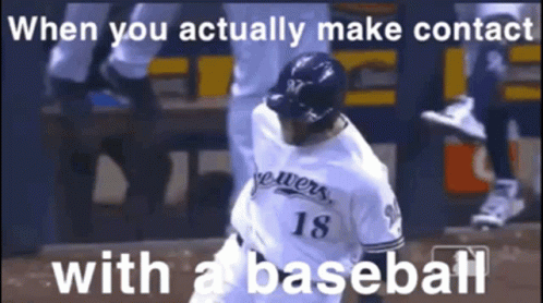 Brewers Make Contact With Baseball GIF